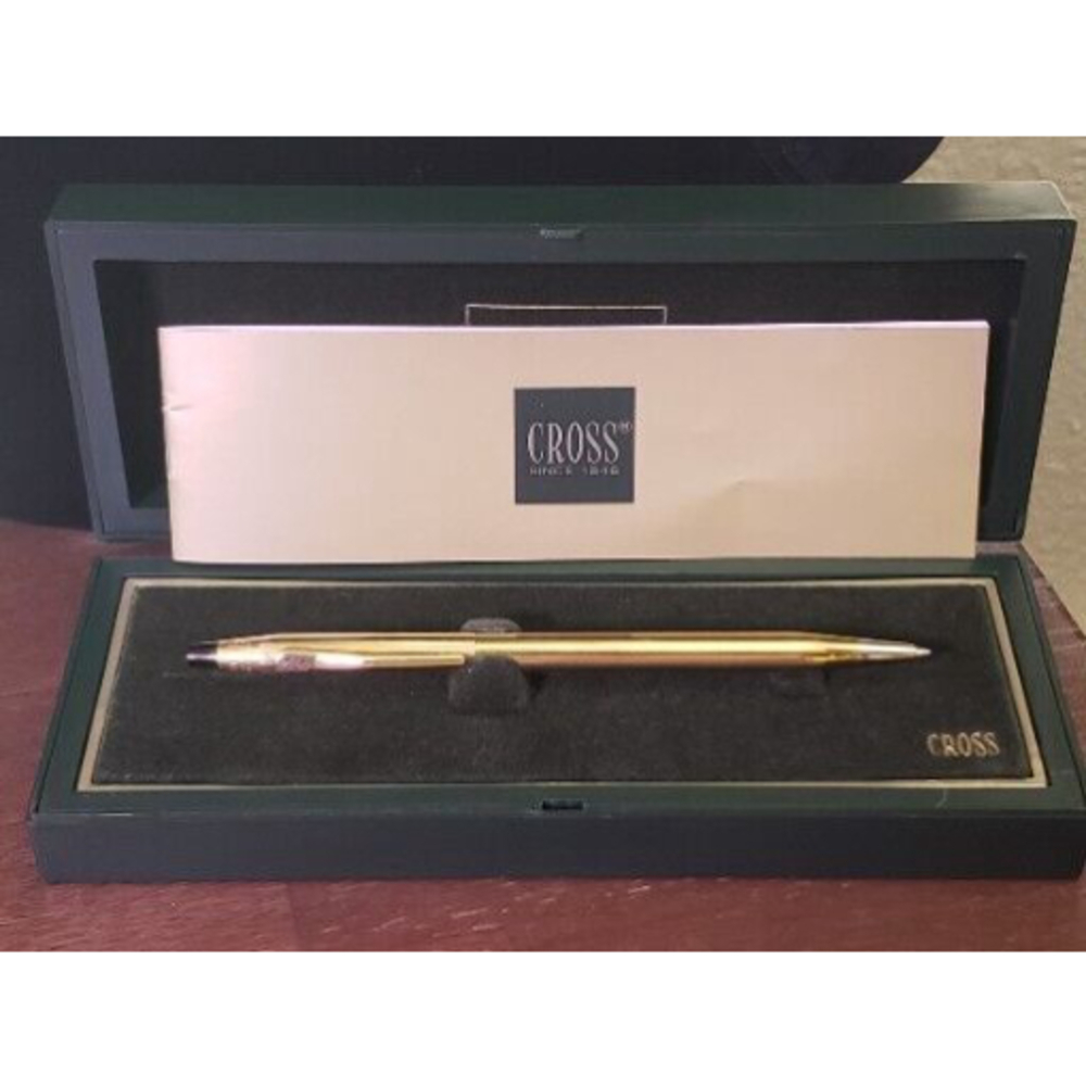 Vintage CROSS Ballpoint 1/20 10 K Filled Gold Electroplated Emblem Pen & Case
